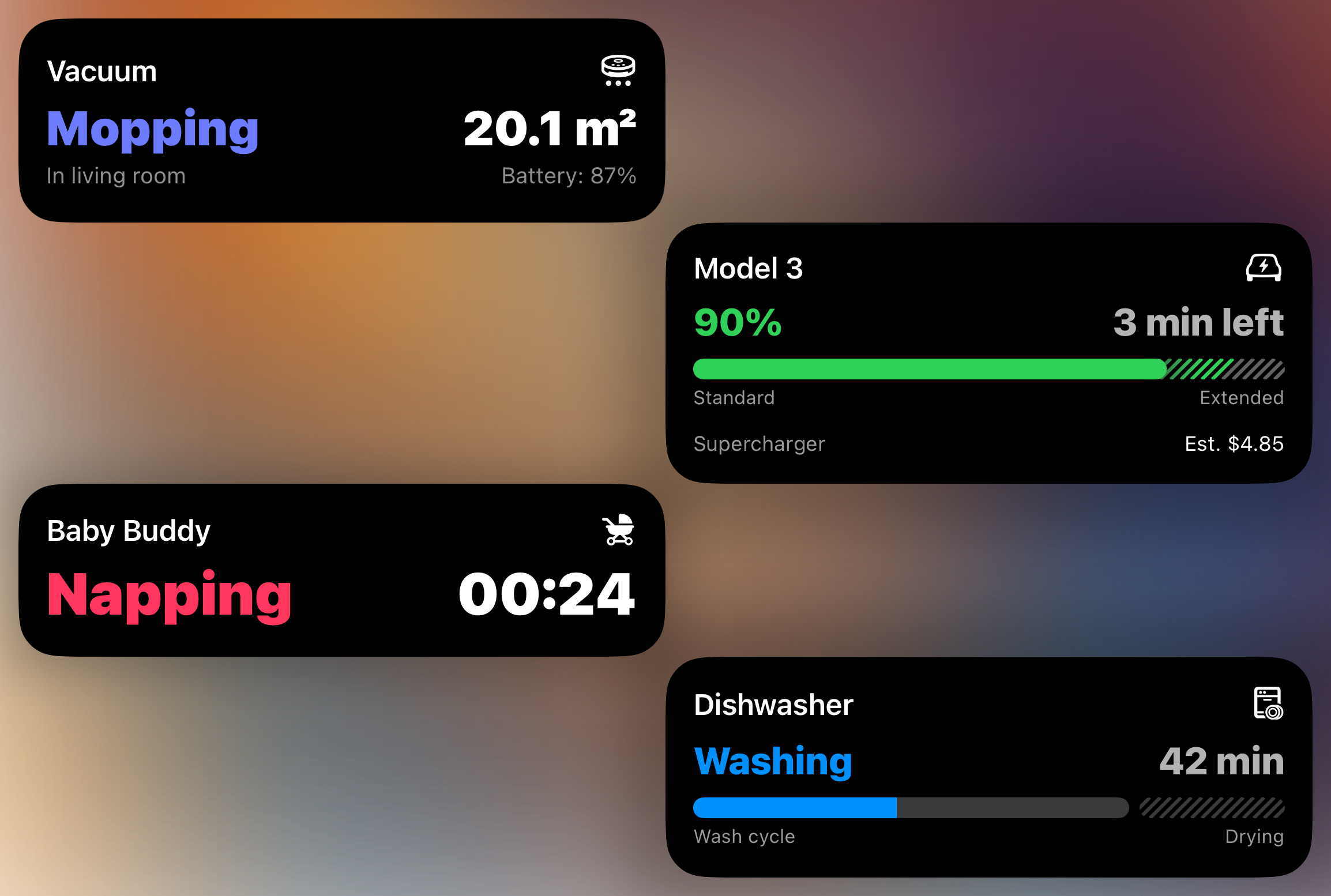 A gallery of Aivi template examples rendered as live activities