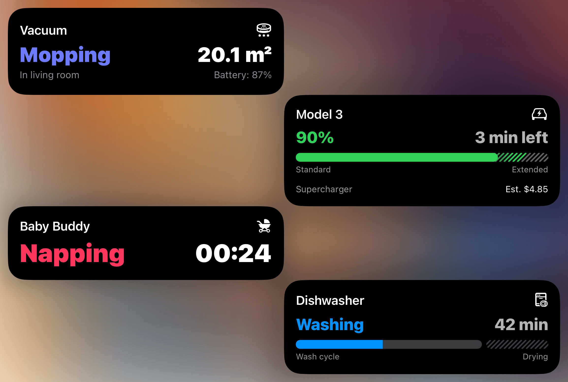 A gallery of Aivi template examples rendered as live activities