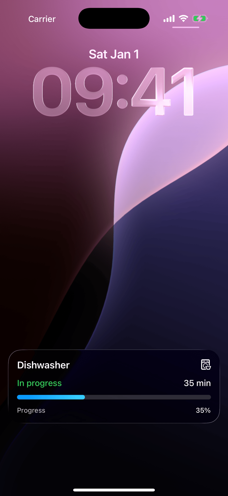 Shows a in progress live activity on the lock screen of a phone